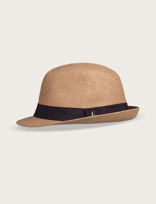 Cappello fedora in paglia con nastro a contrasto_Luigi Fusaro