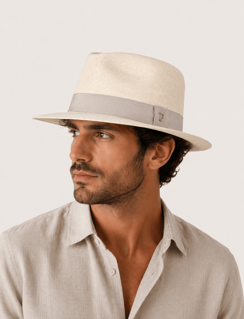 Cappello fedora in paglia con nastro a contrasto_Luigi Fusaro