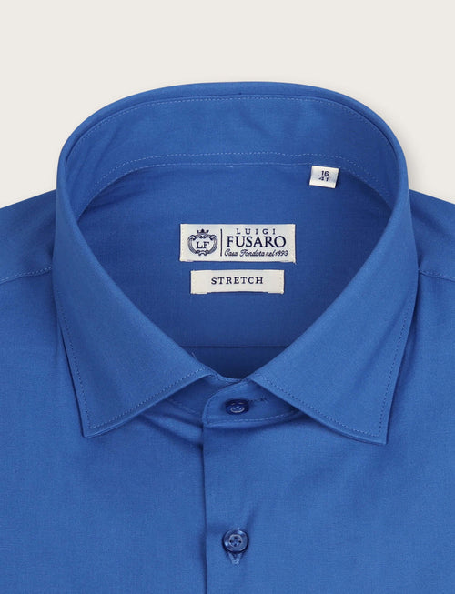 Camicia in cotone stretch tinta unita_Luigi Fusaro