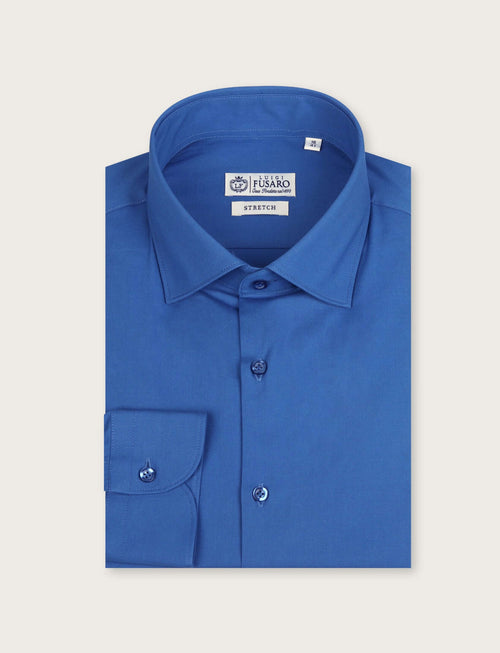 Camicia in cotone stretch tinta unita_Luigi Fusaro
