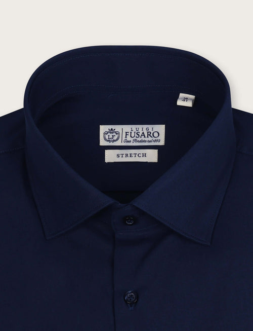 Camicia in cotone stretch tinta unita_Luigi Fusaro