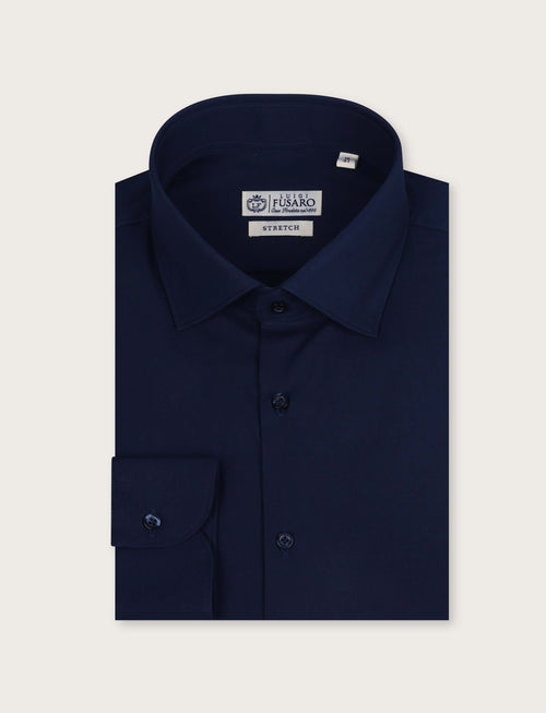 Camicia in cotone stretch tinta unita_Luigi Fusaro