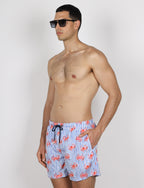 Costume da bagno a righe e granchi