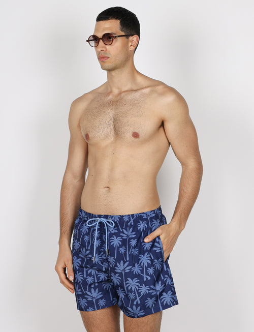 Costume da bagno fantasia palme tropicali |Colore:Blu