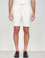 Bermuda in cotone goffrato a righe |Colore:Beige