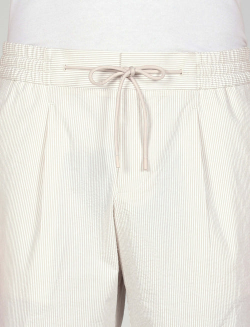 Bermuda in cotone goffrato a righe |Colore:Beige