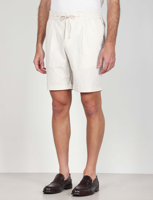 Bermuda in cotone goffrato a righe |Colore:Beige