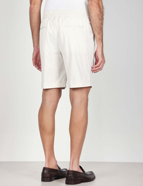 Bermuda in cotone goffrato a righe |Colore:Beige
