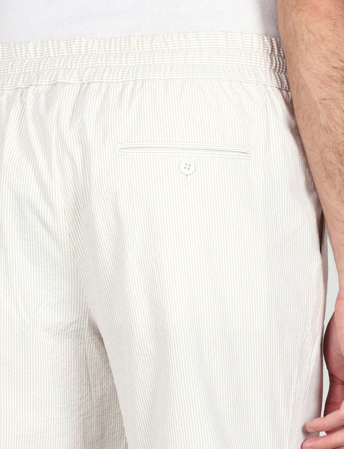 Bermuda in cotone goffrato a righe |Colore:Beige