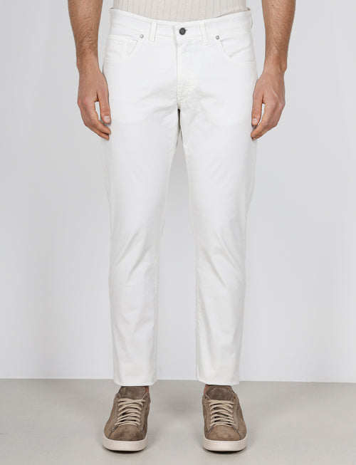 Pantaloni cinque tasche in cotone nido d'ape |Colore:Panna