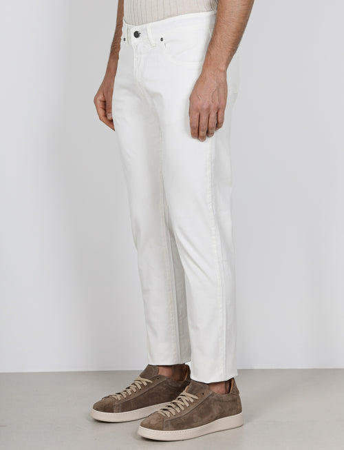 Pantaloni cinque tasche in cotone nido d'ape |Colore:Panna