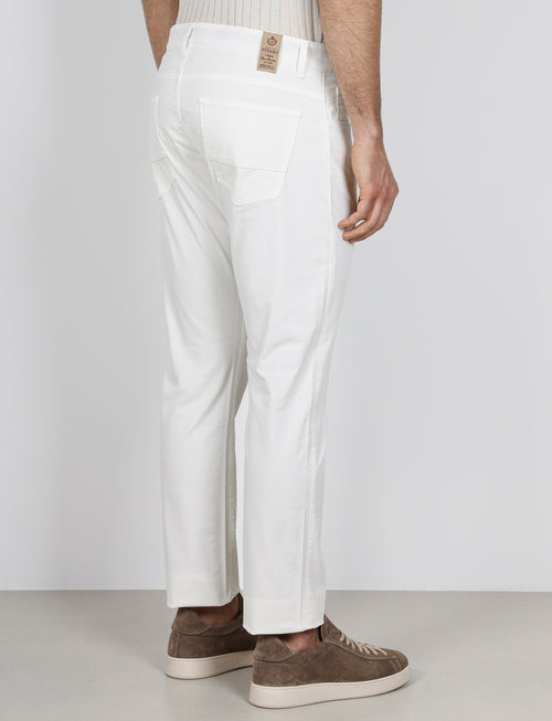 Pantaloni cinque tasche in cotone nido d'ape |Colore:Panna