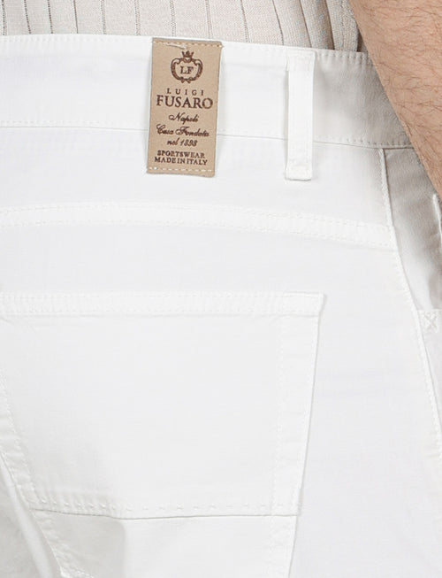Pantaloni cinque tasche in cotone nido d'ape |Colore:Panna