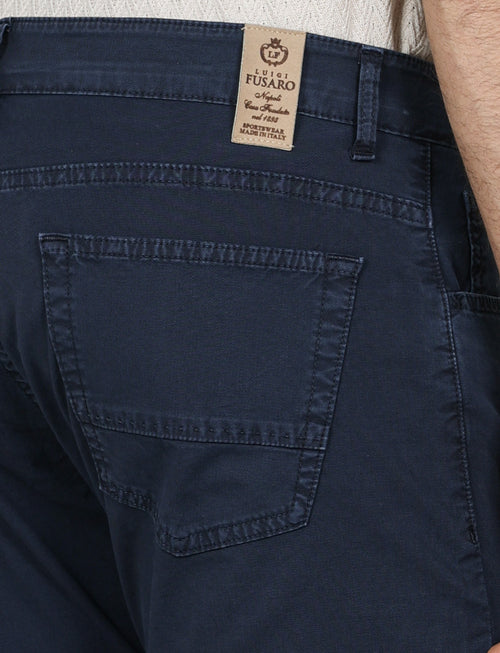 Pantaloni cinque tasche in cotone nido d'ape |Colore:Blu