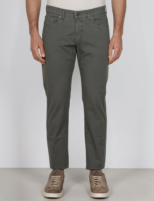 Pantaloni cinque tasche in cotone nido d'ape |Colore:Verde