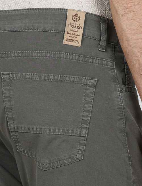 Pantaloni cinque tasche in cotone nido d'ape |Colore:Verde