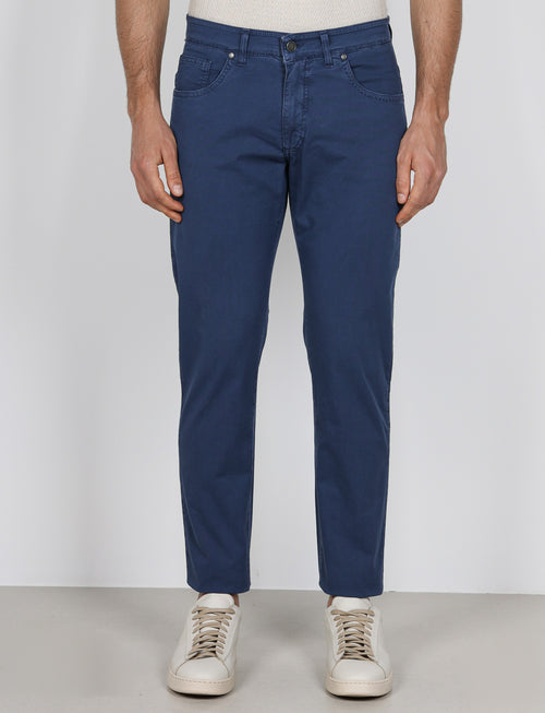 Pantaloni cinque tasche in cotone nido d'ape |Colore:Indaco