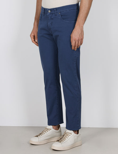 Pantaloni cinque tasche in cotone nido d'ape |Colore:Indaco