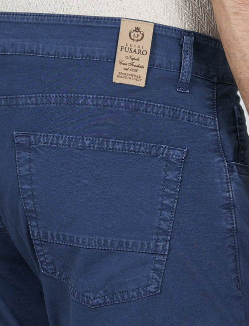 Pantaloni cinque tasche in cotone nido d'ape |Colore:Indaco