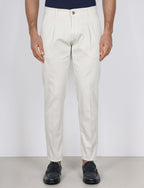 Pantaloni con pinces in cotone elasticizzato_Luigi Fusaro