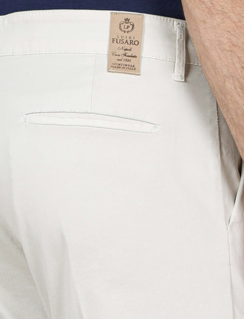 Pantaloni con pinces in cotone elasticizzato_Luigi Fusaro