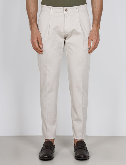 Pantaloni con pinces in cotone elasticizzato |Colore:Beige