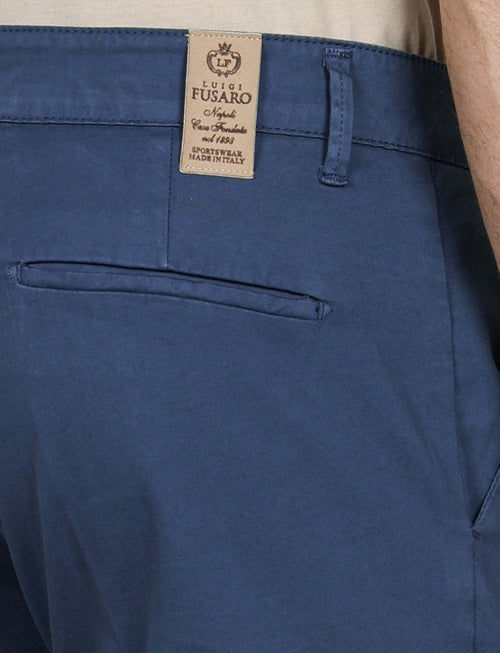 Pantaloni con pinces in cotone elasticizzato_Luigi Fusaro