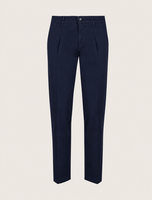 Pantaloni con pinces in cotone elasticizzato_Luigi Fusaro