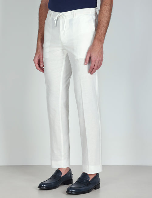 Pantalaccio con coulisse in cotone stretch |Colore:Bianco