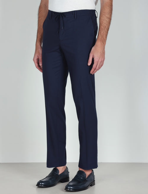 Pantalaccio con coulisse in cotone stretch |Colore:Blu