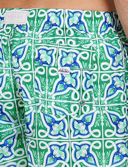 Costume da bagno fantasia maiolica verde e royal_Luigi Fusaro