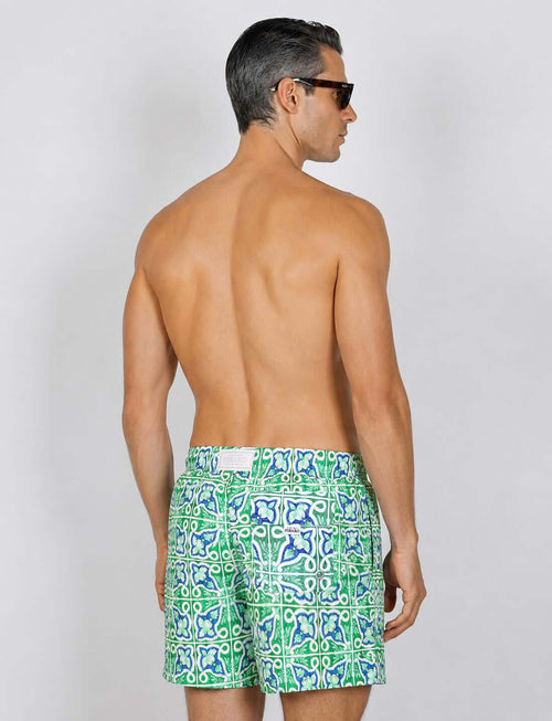 Costume da bagno fantasia maiolica verde e royal_Luigi Fusaro