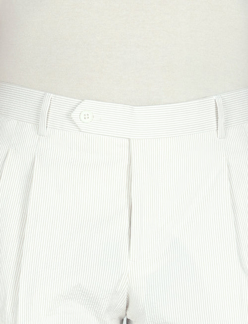 Pantaloni a righe in cotone goffrato con pinces |Colore:Beige