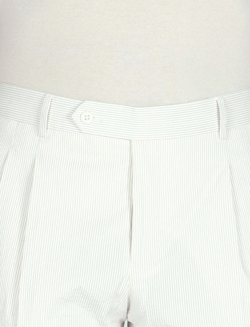 Pantaloni a righe in cotone goffrato con pinces_Luigi Fusaro