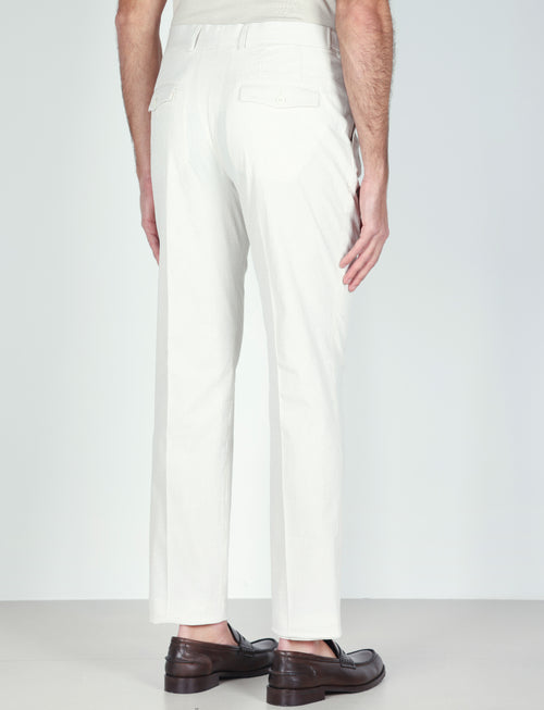 Pantaloni a righe in cotone goffrato con pinces |Colore:Beige