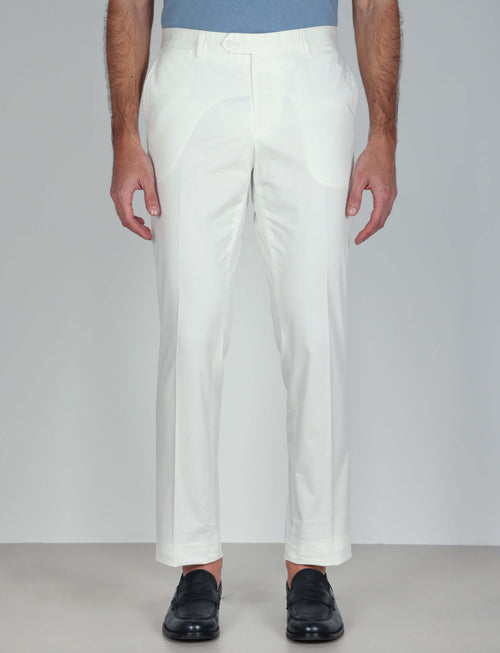 Pantaloni tinta unita in cotone stretch_Luigi Fusaro
