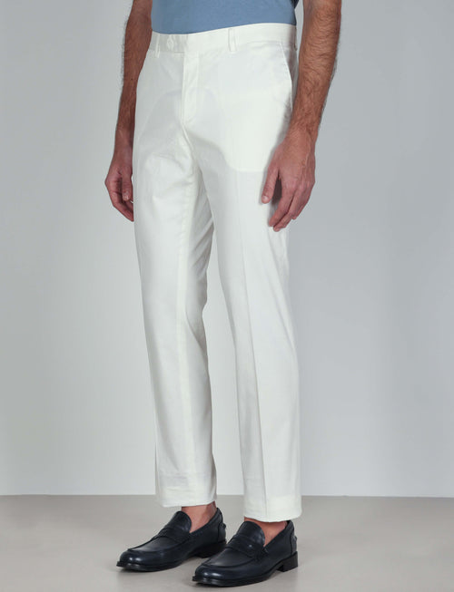 Pantaloni tinta unita in cotone stretch_Luigi Fusaro