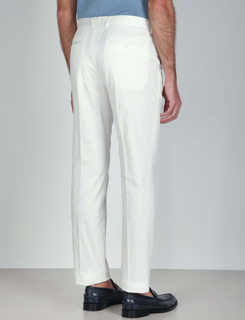 Pantaloni tinta unita in cotone stretch_Luigi Fusaro