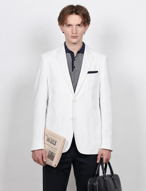 Giacca tinta unita in cotone stretch Drop 7_Luigi Fusaro