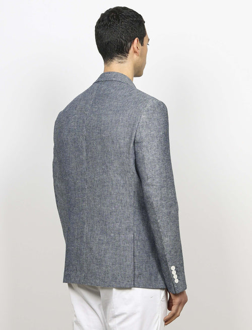 Giacca doppiopetto jacquared in lino e cotone_Luigi Fusaro