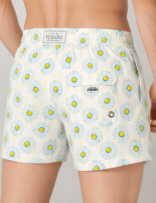 Costume da bagno a fiori e righe giallo e celeste_luigi fusaro