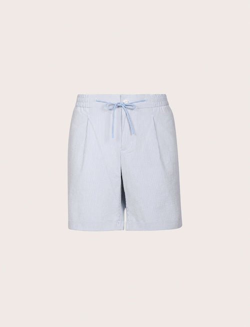 Bermuda in cotone goffrato a righe |Colore:Celeste
