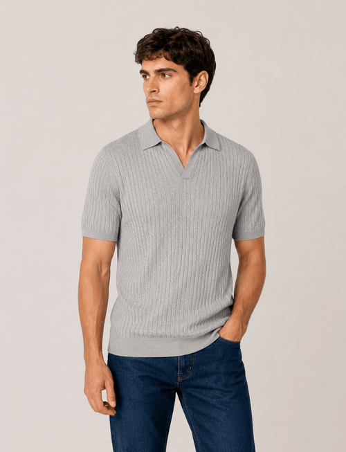 Polo in cotone derby a trecce|Colore:Grigio mel.