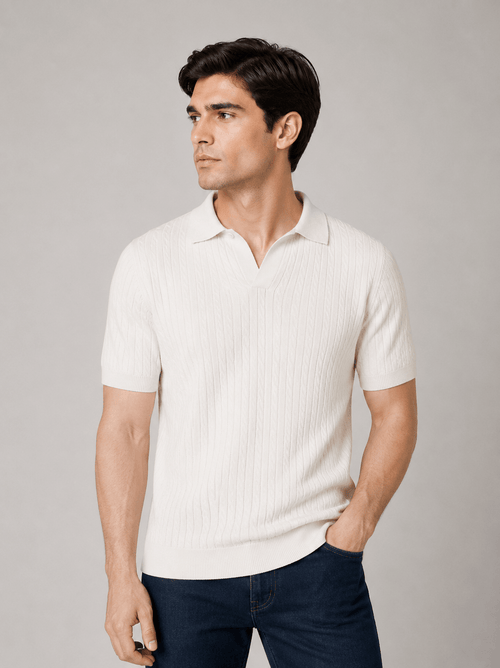 Polo in cotone derby a trecce|Colore:Beige