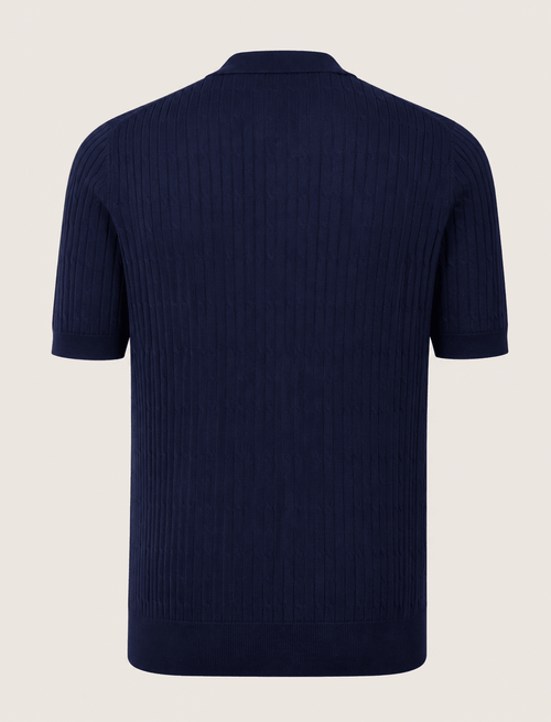 Polo in cotone derby a trecce|Colore:Blu