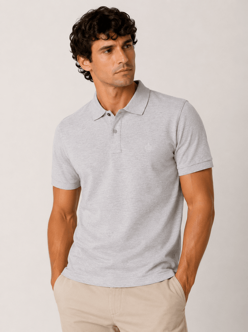 Polo in cotone tinta unita |Colore:Grigio mel.