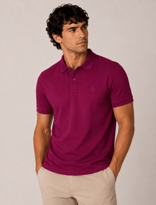 Polo in cotone tinta unita |Colore:Amarena