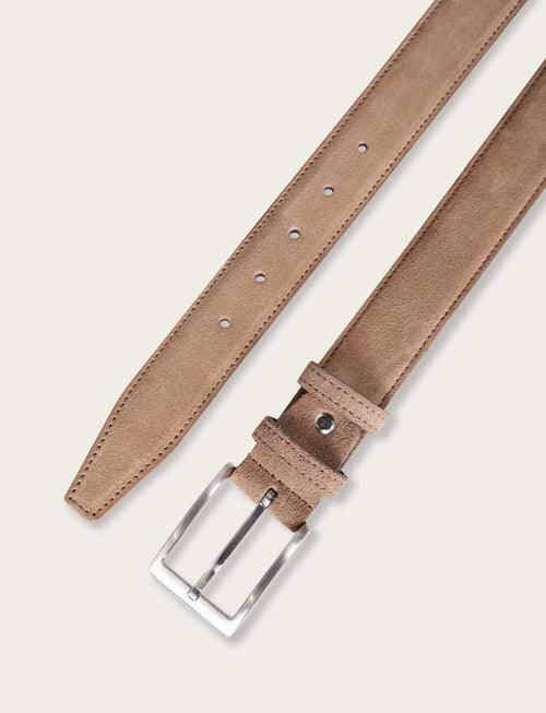 Cintura in pelle scamosciata con fibbia in metallo|Colore:Fango