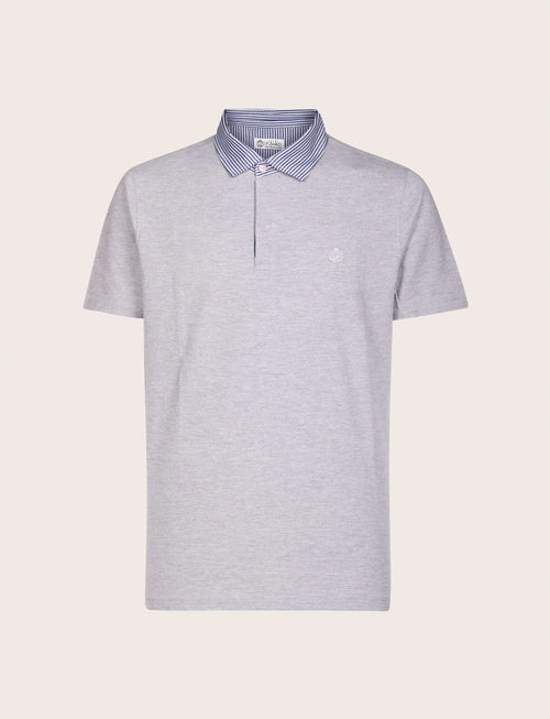 Polo in cotone con colletto goffrato a righe |Colore:Grigio mel.