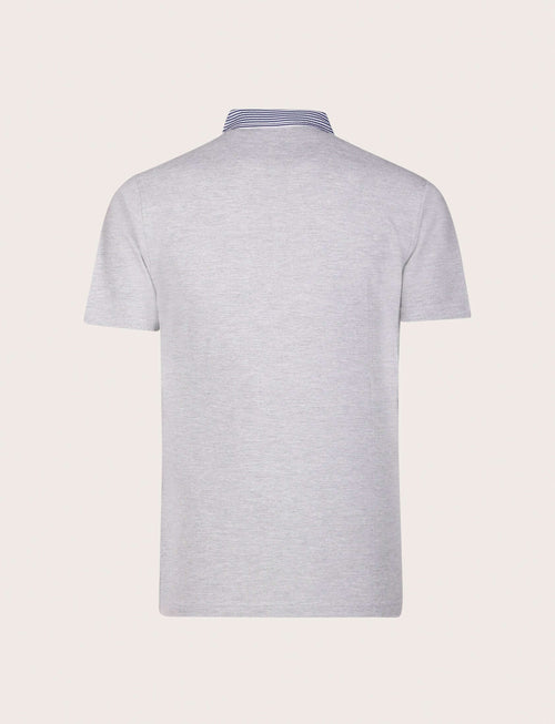 Polo in cotone con colletto goffrato a righe |Colore:Grigio mel.